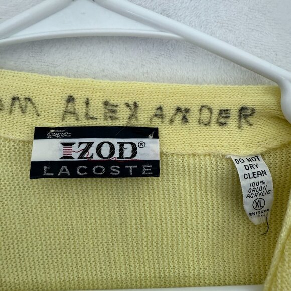 IZOD Lacoste Cardigan Mens XL Yellow Knit Stretch Logo Embroidered - Picture 4 of 9